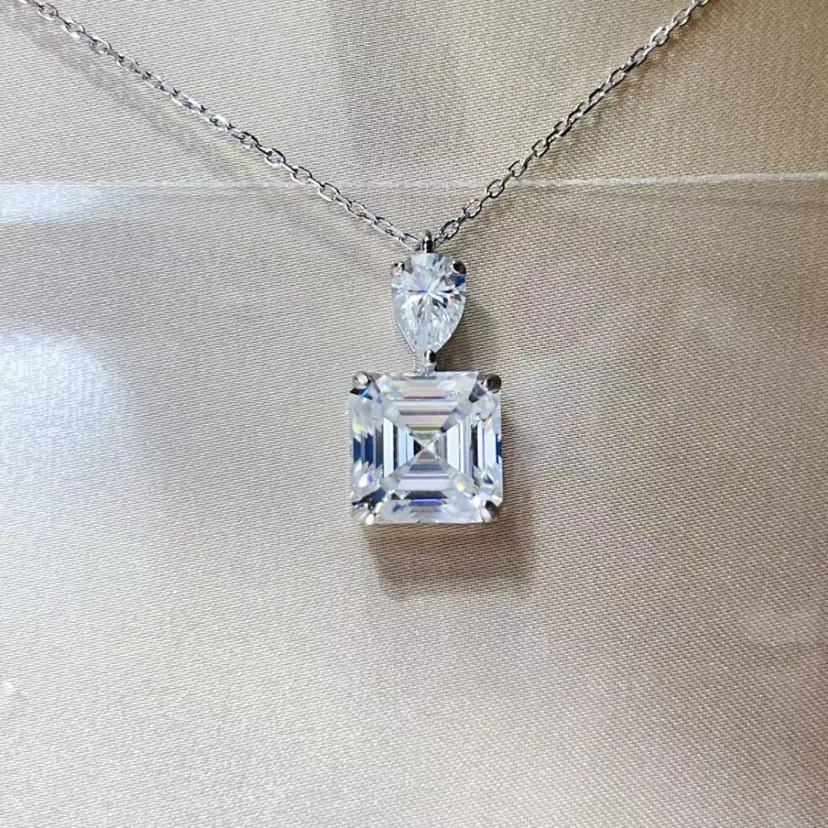 5.8 Carat Moissanite 925 Sterling Silver Pendant Necklace - Image 4