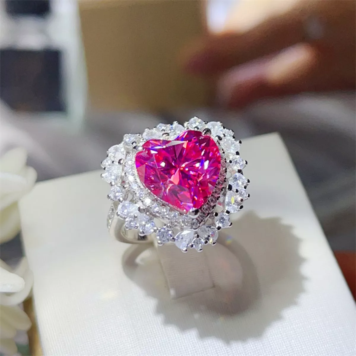 5 Carat Moissanite 925 Sterling Silver Heart-Shaped Ring - Image 2