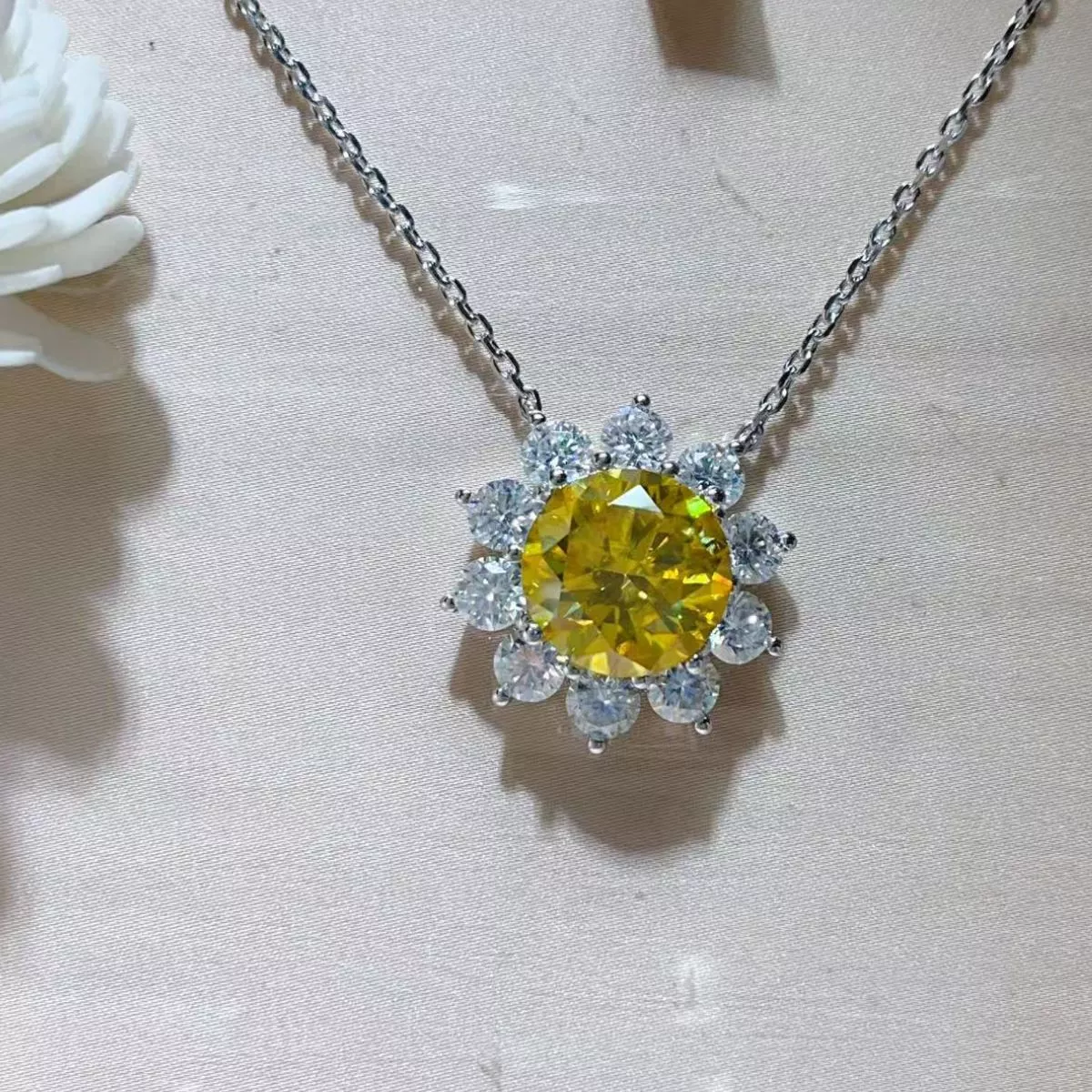 5 Carat Moissanite 925 Sterling Silver Pendant Necklace