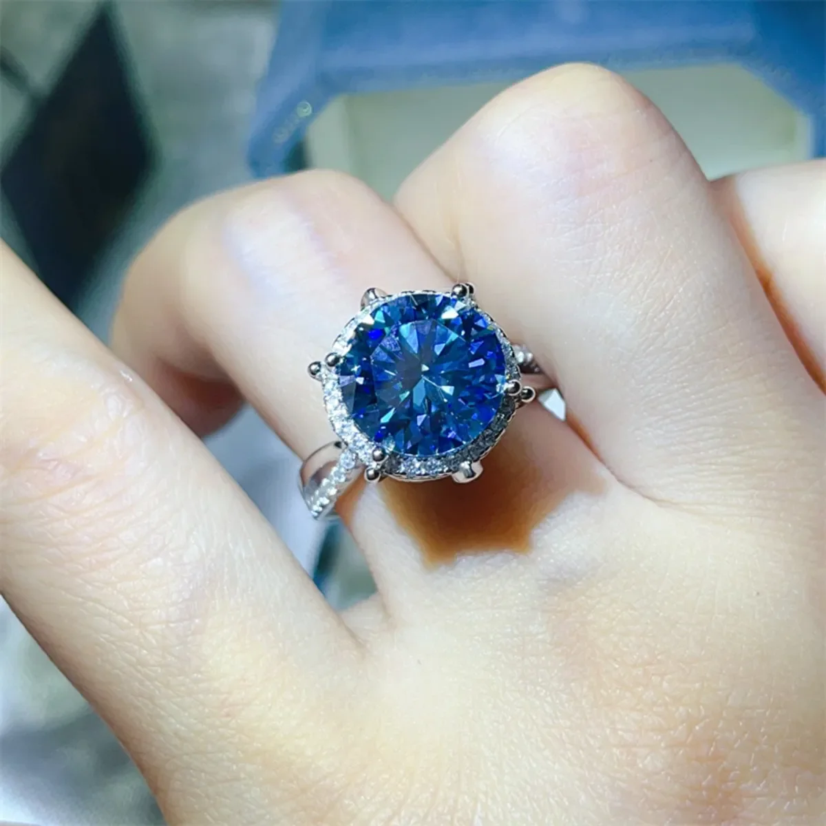 5 Carat Moissanite Halo Engagement Ring - Image 10