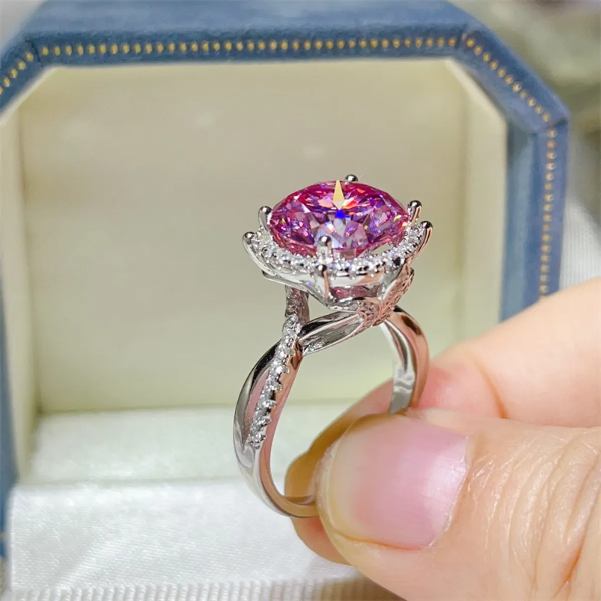 5 Carat Moissanite Halo Engagement Ring - Image 2