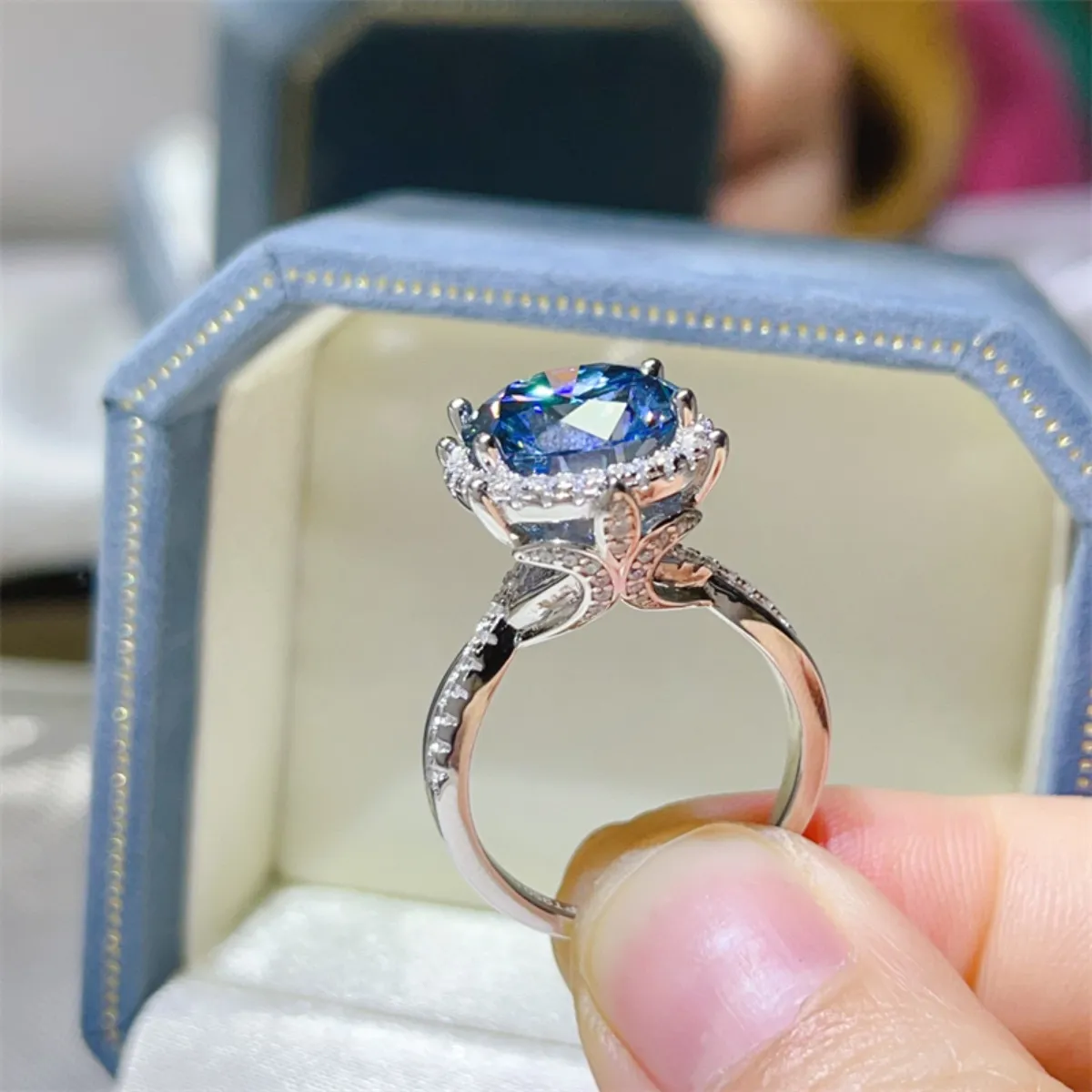 5 Carat Moissanite Halo Engagement Ring - Image 6