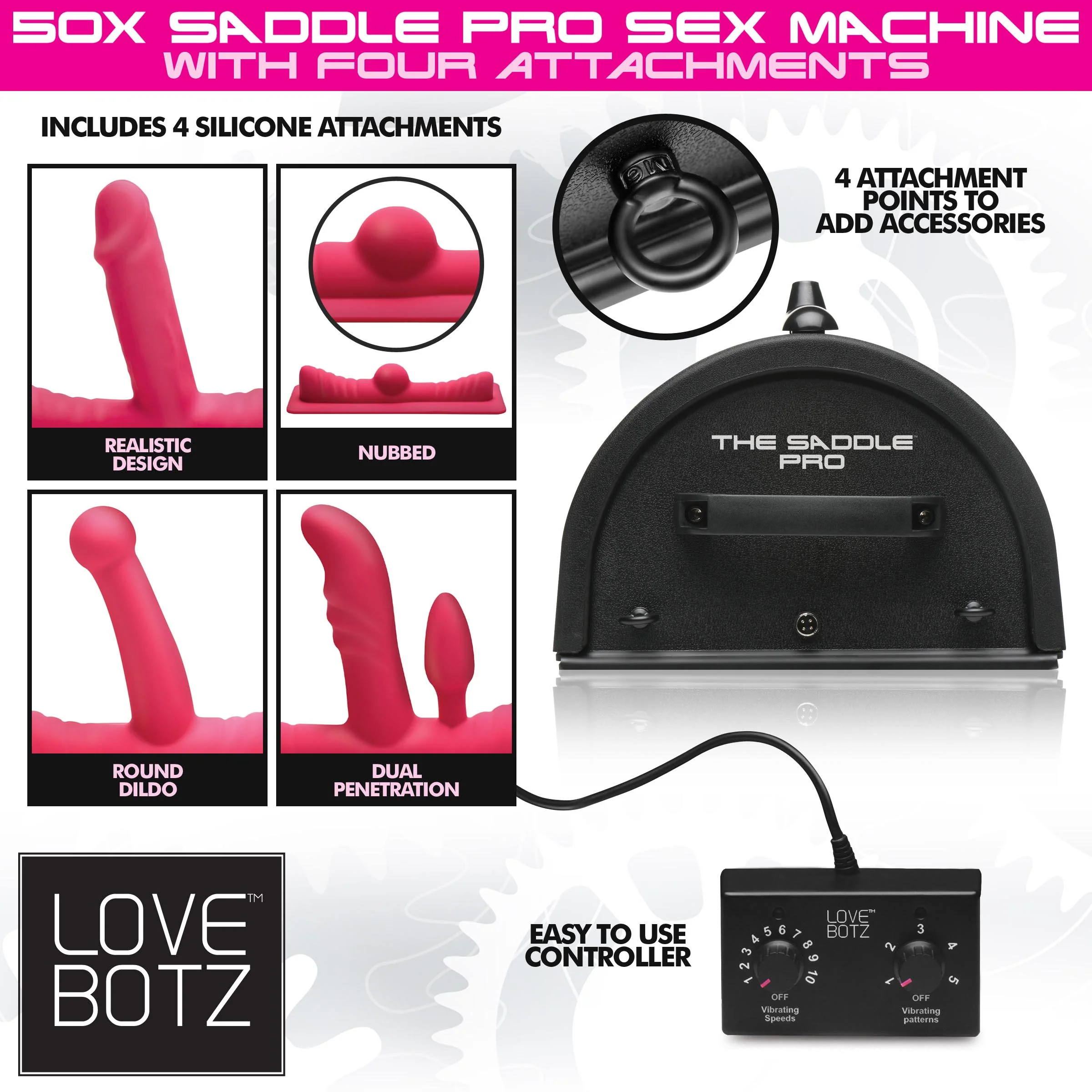 50x Saddle Pro Sex Machine With 4 Attachments - Image 2