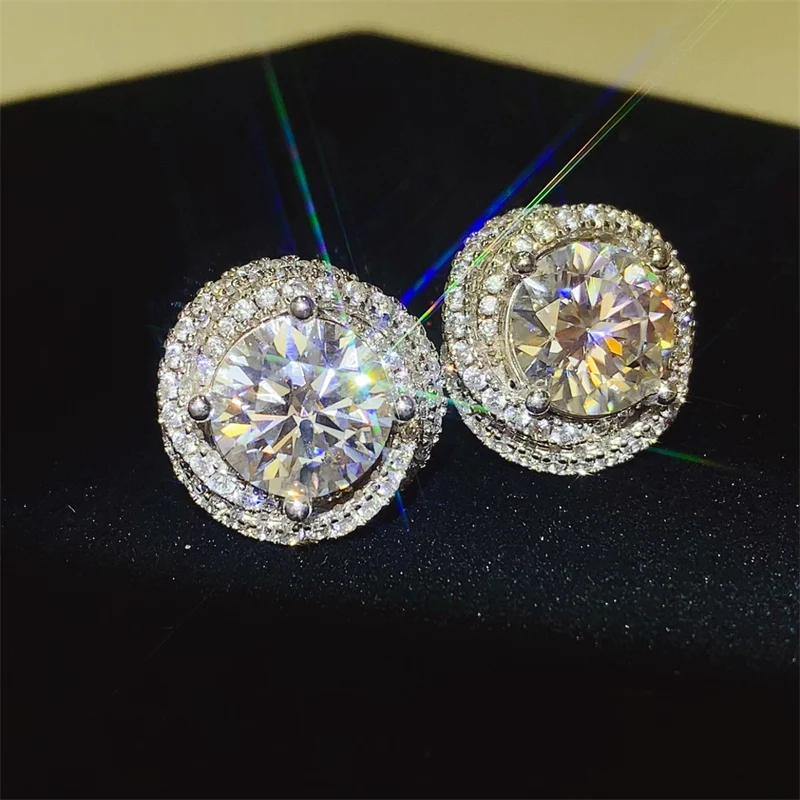 6 Carat Moissanite 925 Sterling Silver Earrings - Image 2