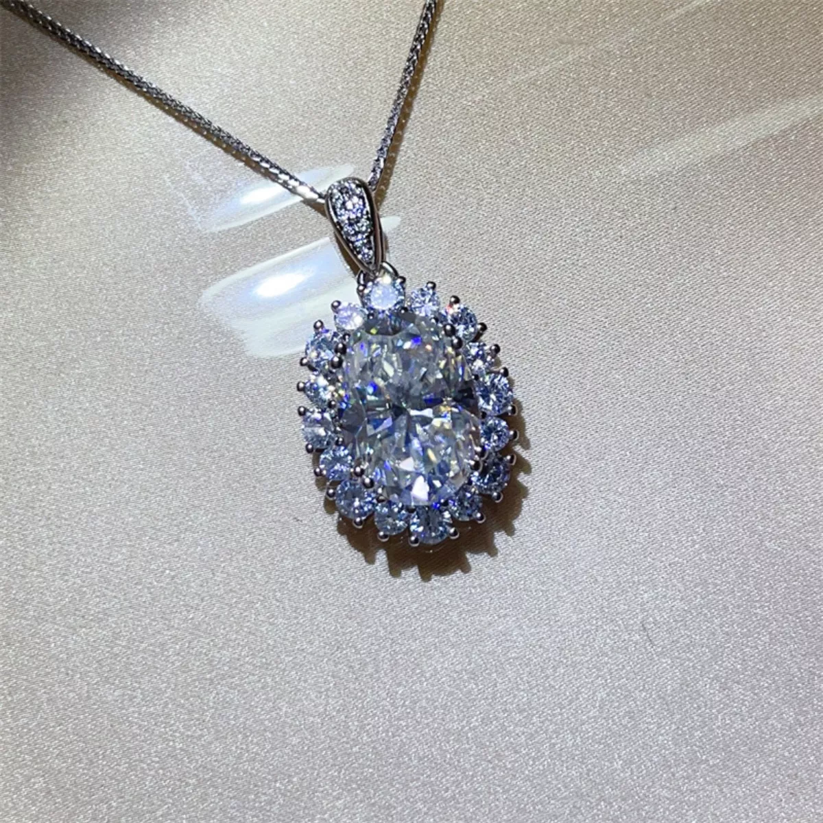 8 Carat Moissanite 925 Sterling Silver Pendant Necklace - Image 2