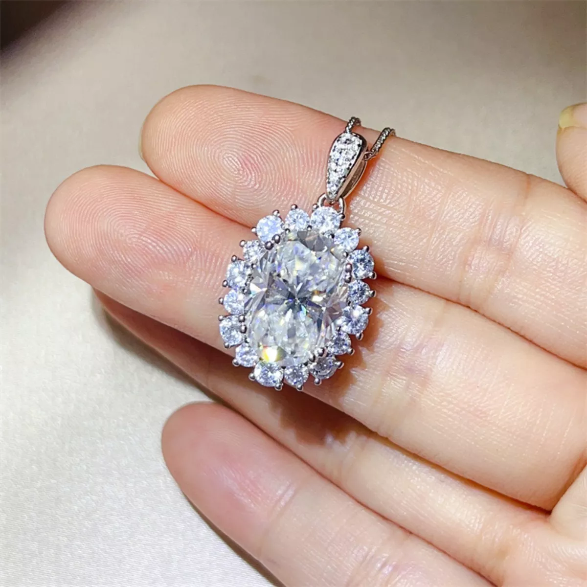 8 Carat Moissanite 925 Sterling Silver Pendant Necklace - Image 3