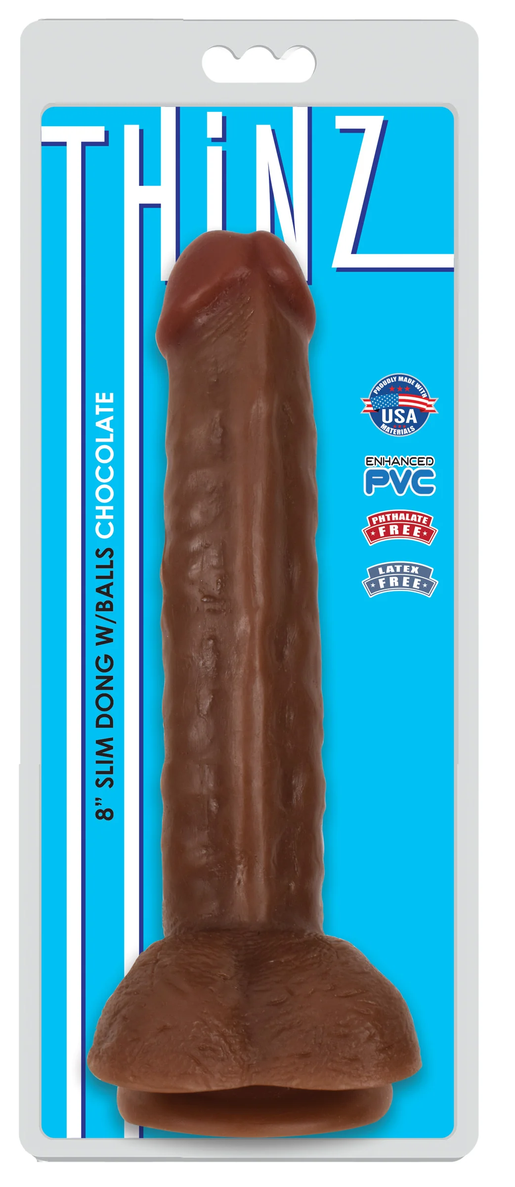 8 Inch Slim Dildo With Balls - Dark - Image 2