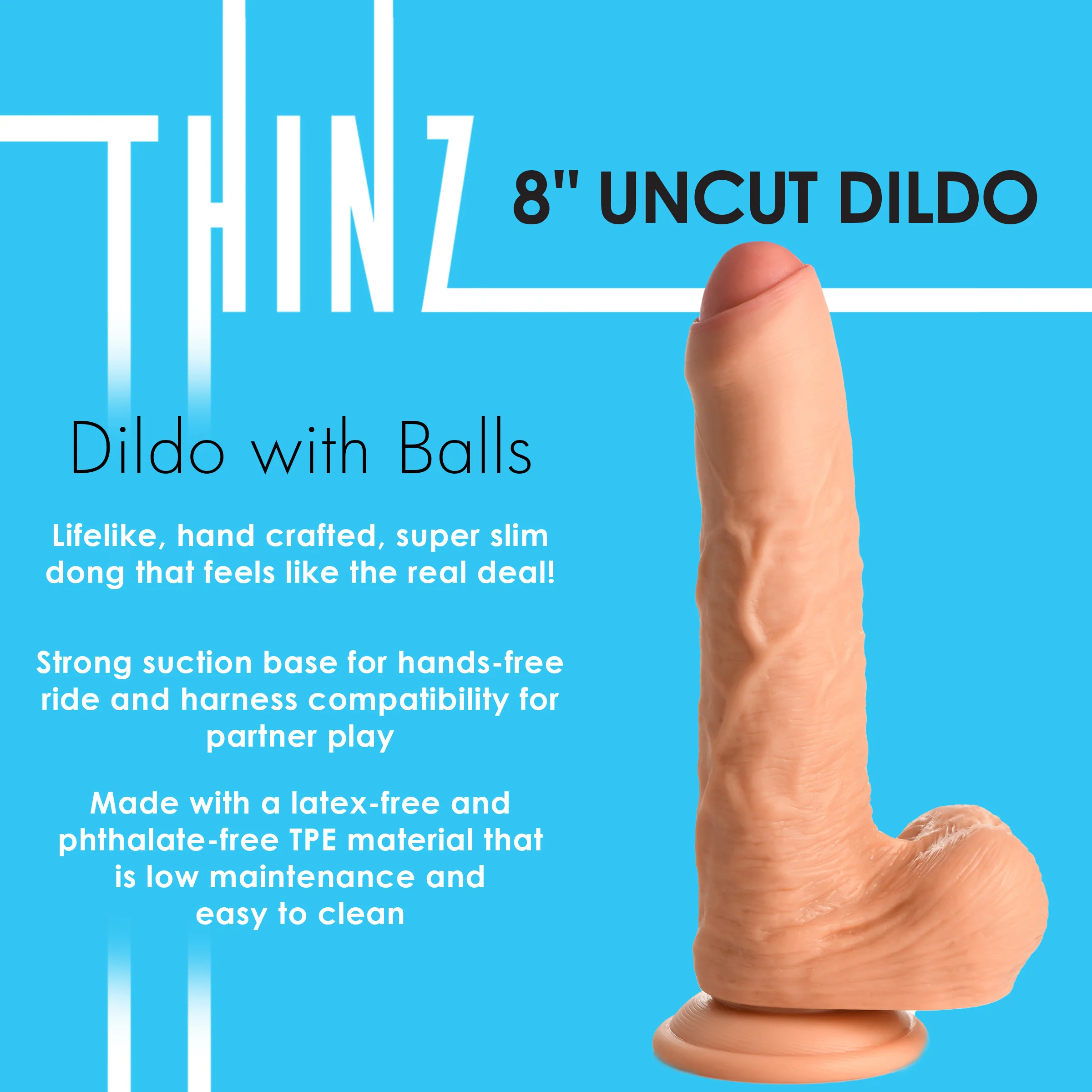 8 Inch Uncut Dildo With Balls - Image 7