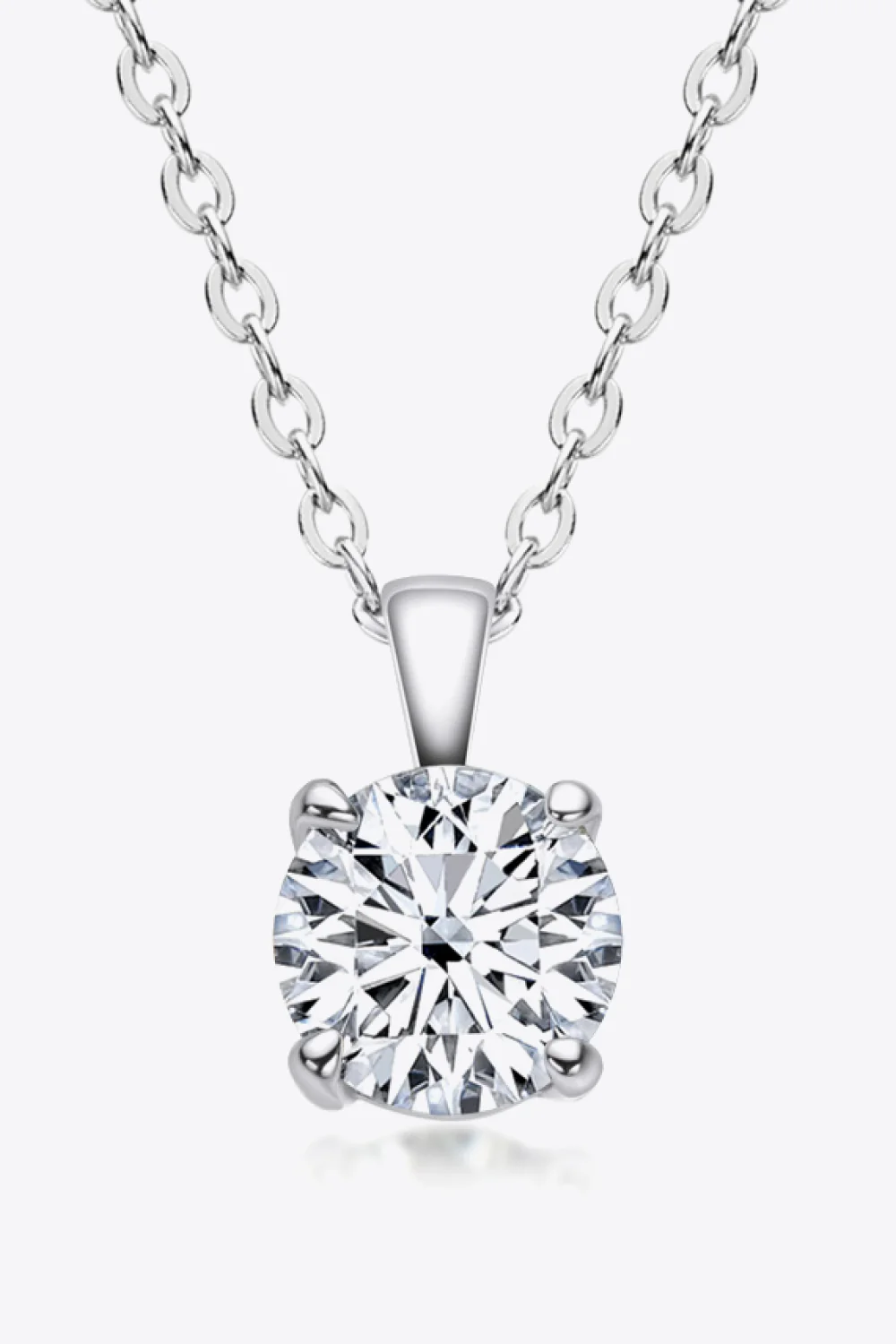925 Sterling Silver 1 Carat Moissanite Chain-Link Necklace - Image 4
