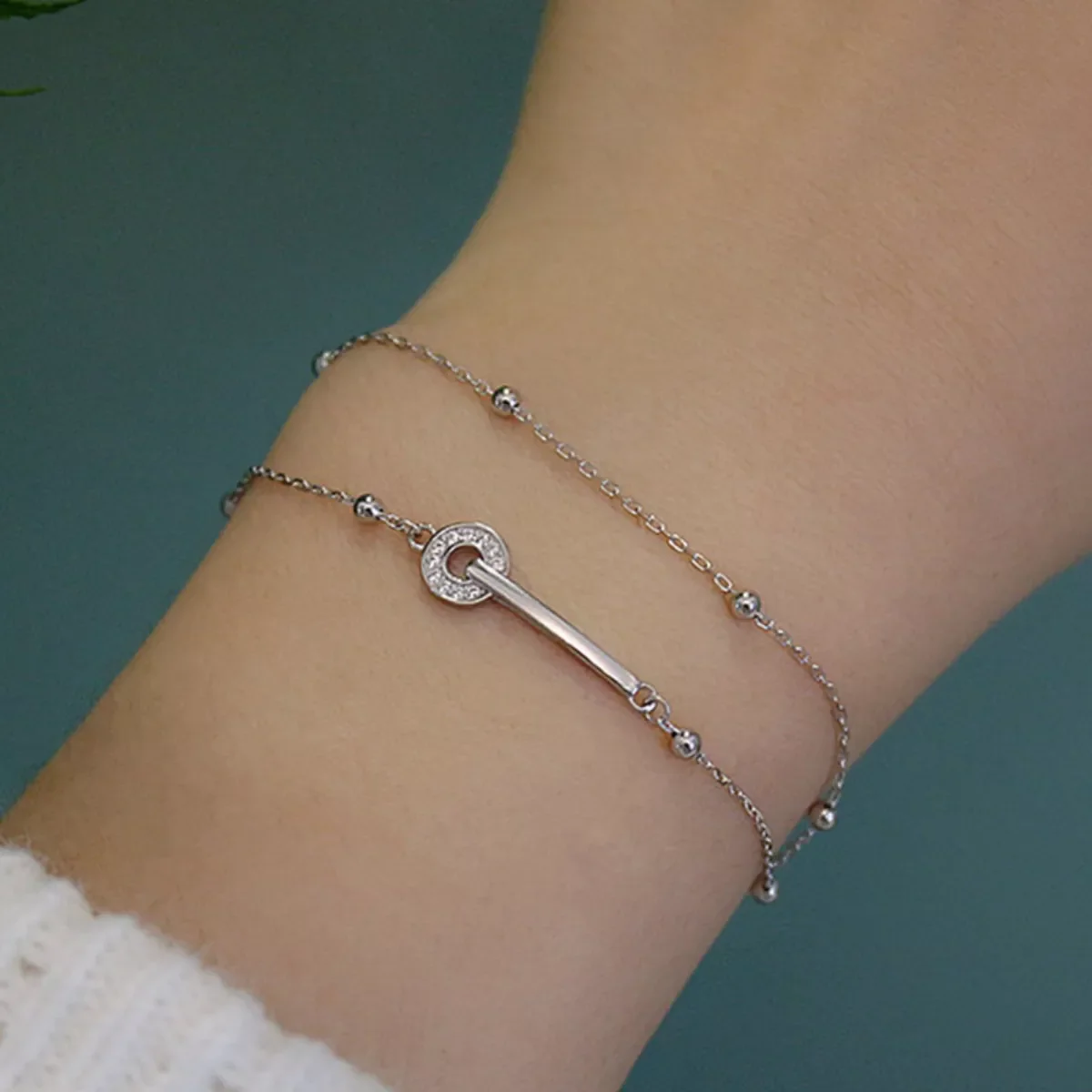 925 Sterling Silver Double Layered Bracelet - Image 2