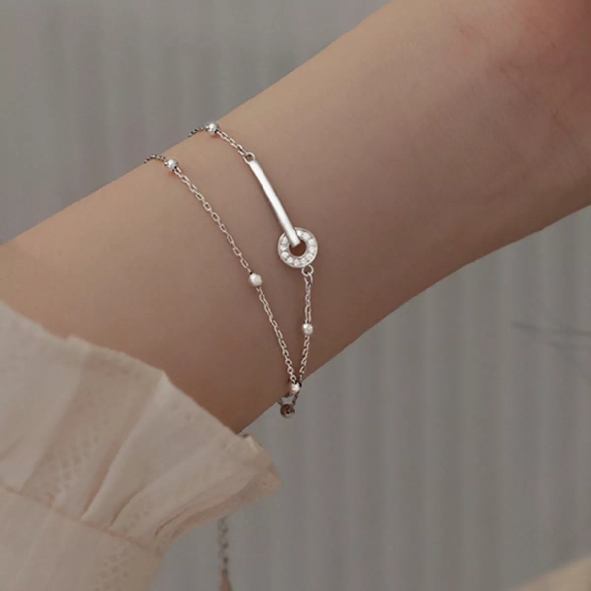 925 Sterling Silver Double Layered Bracelet - Image 3