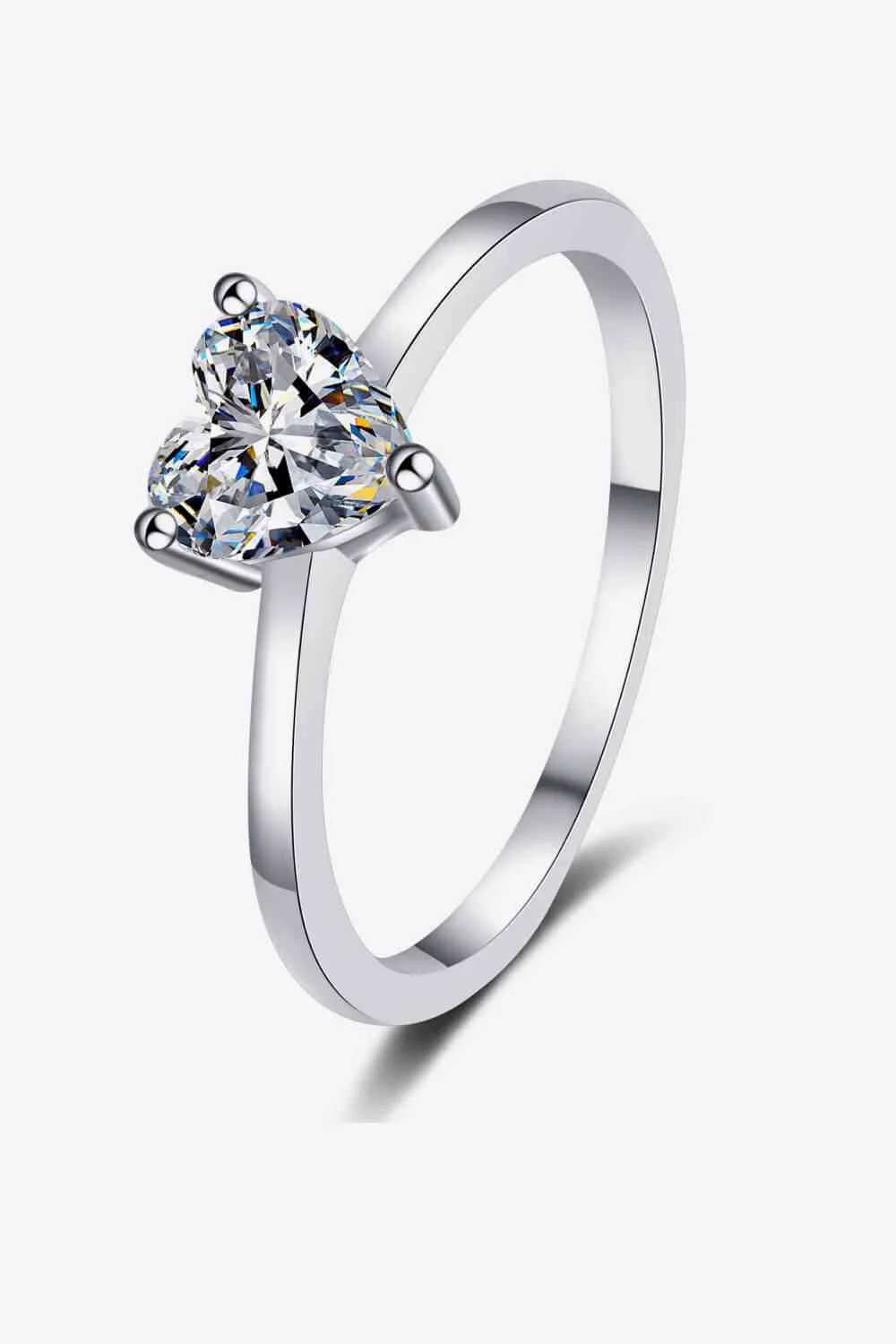925 Sterling Silver Heart-Shaped Moissanite Solitaire Ring - Image 3