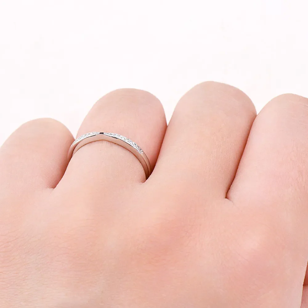 925 Sterling Silver Inlaid Moissanite Ring - Image 4