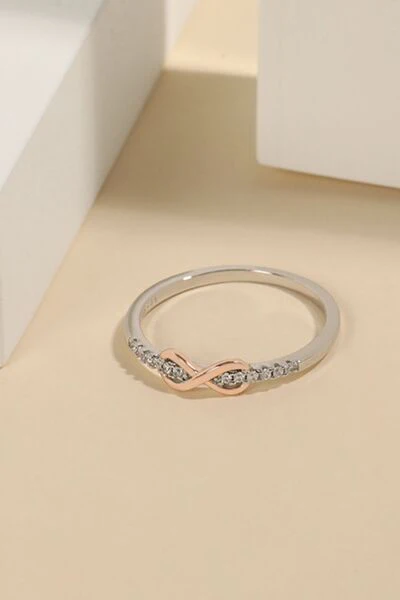 925 Sterling Silver Inlaid Zircon Infinity Symbol Ring - Image 2