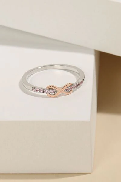 925 Sterling Silver Inlaid Zircon Infinity Symbol Ring - Image 4