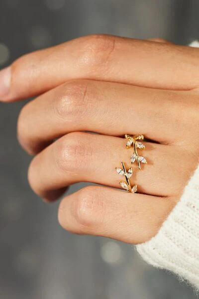 925 Sterling Silver Leaf Open Ring - Image 2