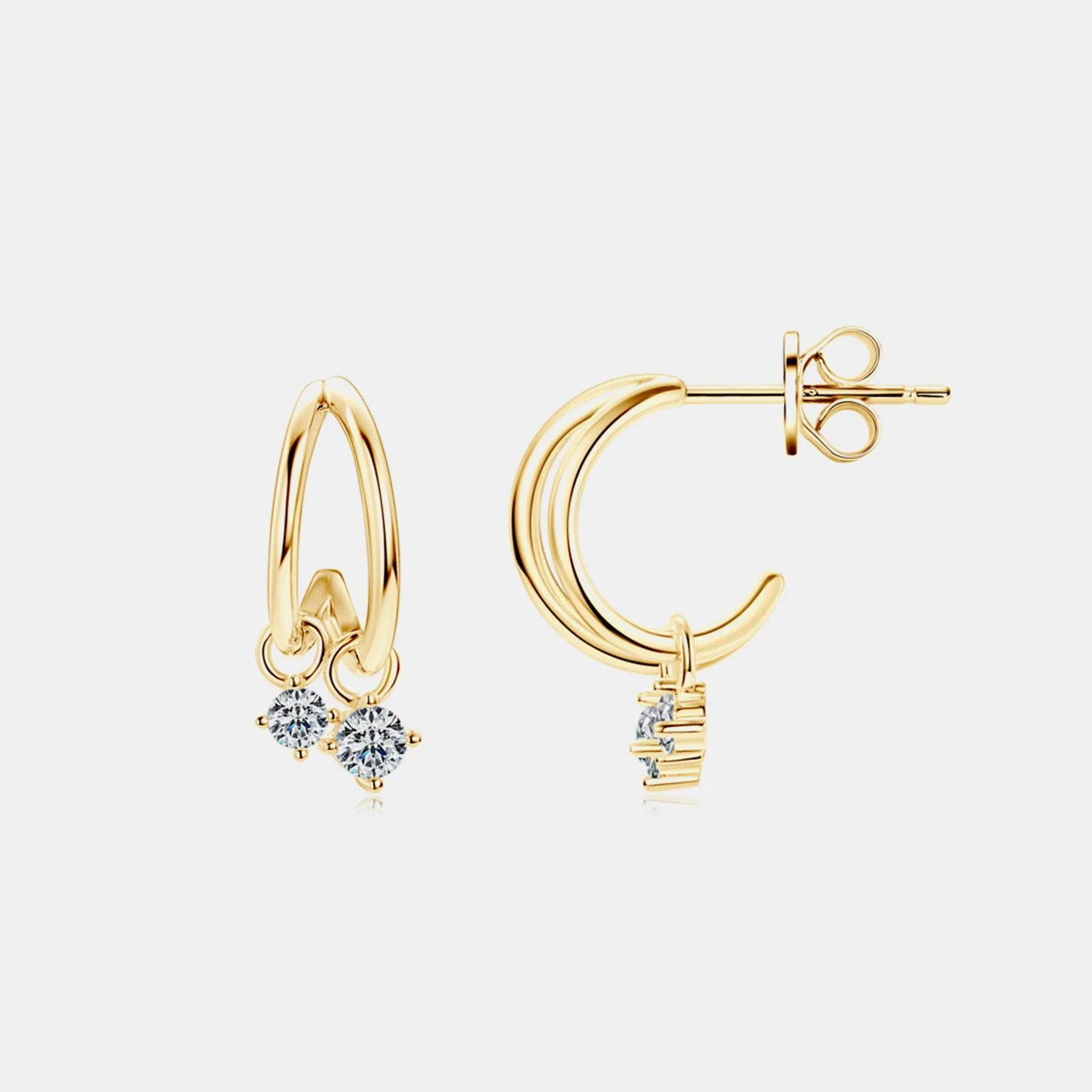 925 Sterling Silver Moissanite C-Hoop Earrings - Image 10