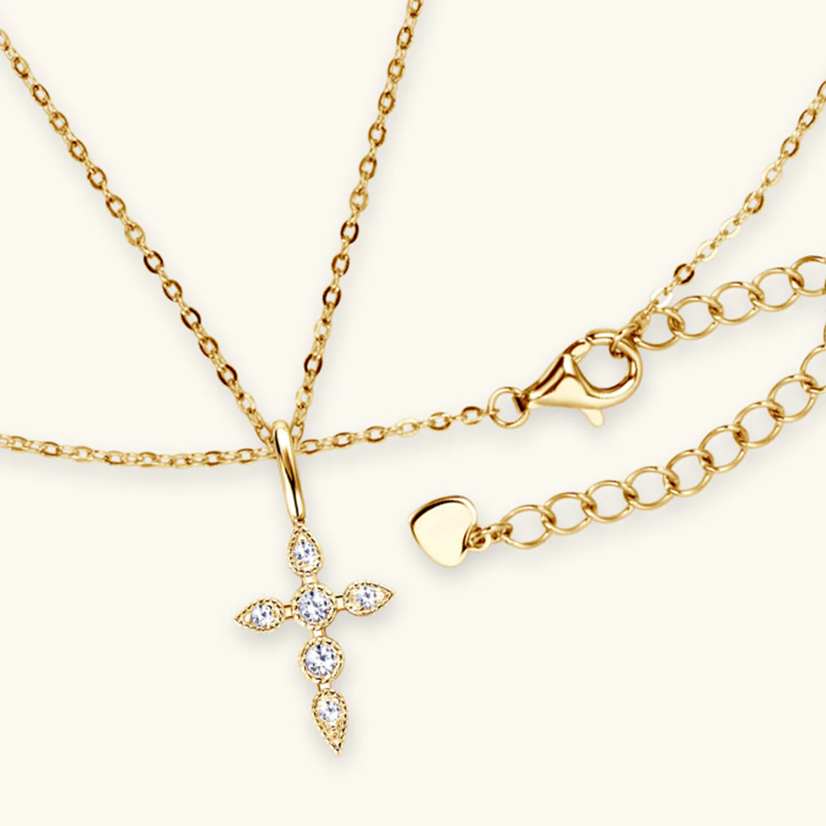 925 Sterling Silver Moissanite Cross Pendant Necklace - Image 3
