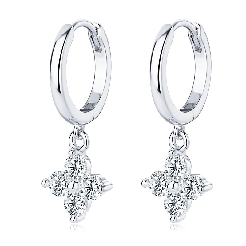 925 Sterling Silver Moissanite Hoop Drop Earrings - Image 5