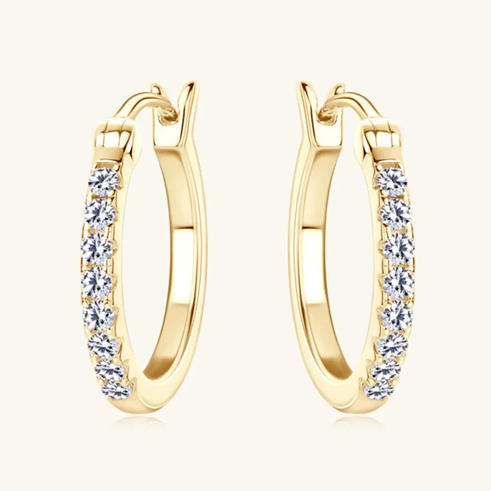 925 Sterling Silver Moissanite Huggie Earrings - Image 2