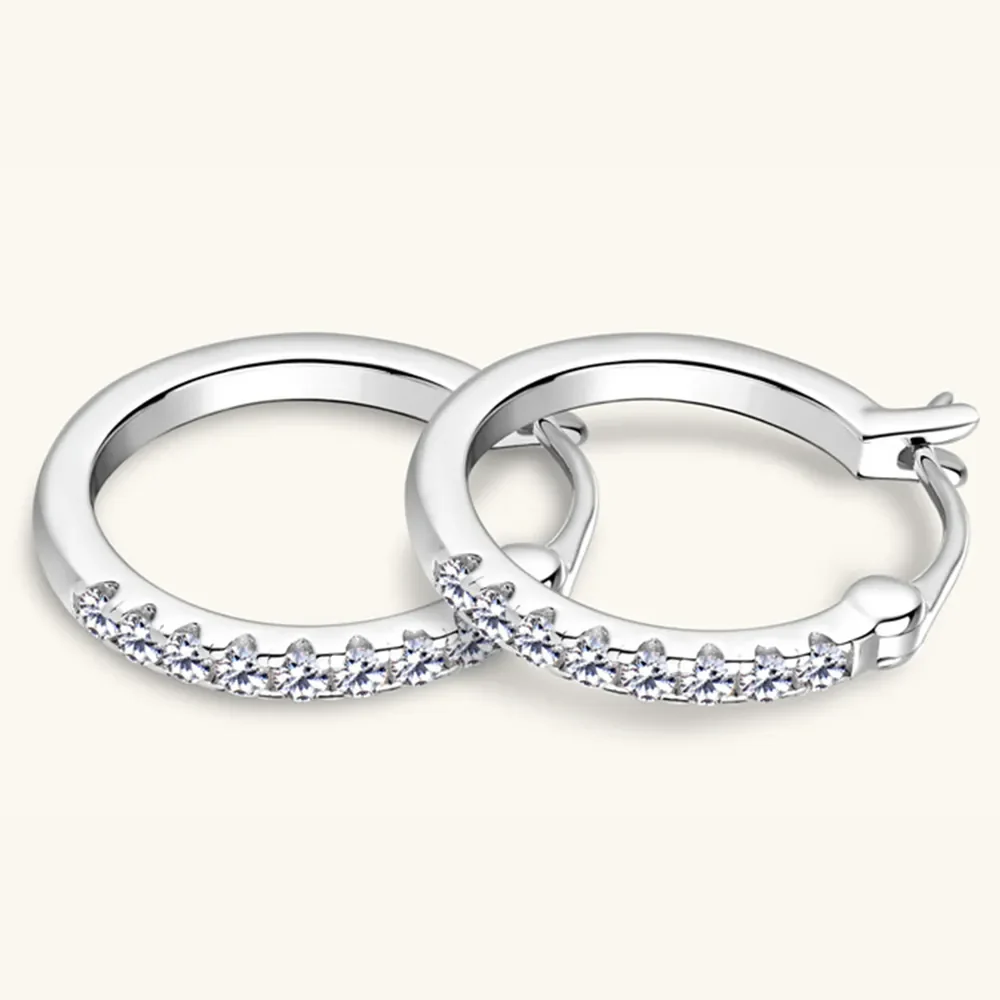 925 Sterling Silver Moissanite Huggie Earrings - Image 9