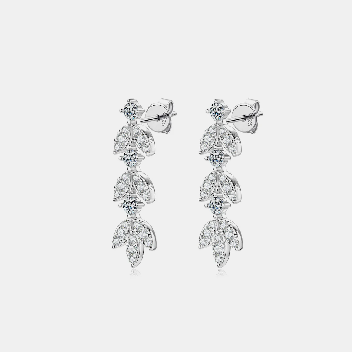 925 Sterling Silver Moissanite Leaf Earrings - Image 5