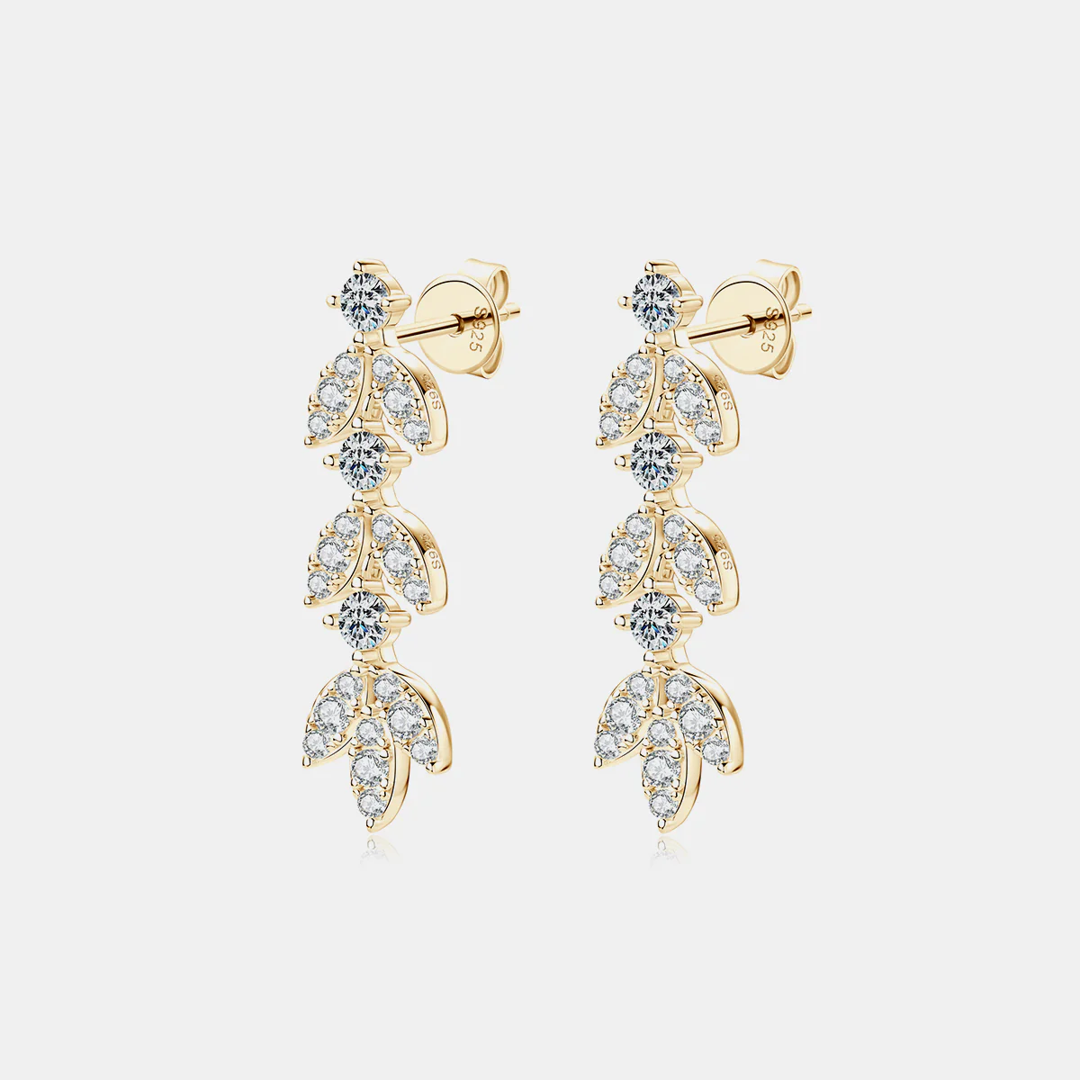 925 Sterling Silver Moissanite Leaf Earrings - Image 8