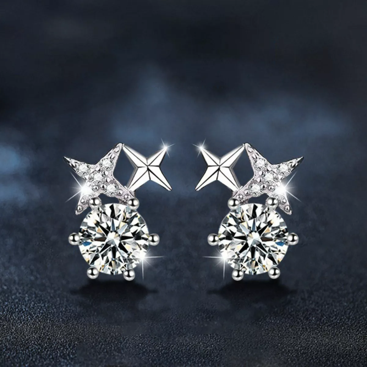 925 Sterling Silver Moissanite Stud Earrings - Image 2