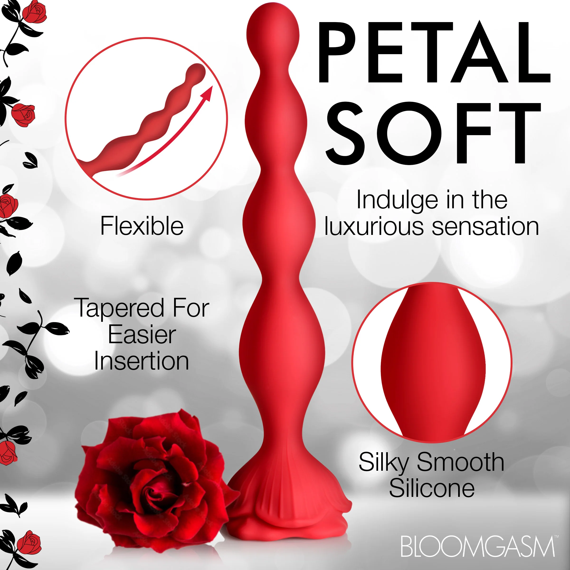 9x Beaded Bloom Silicone Rose Vibrator - Image 3