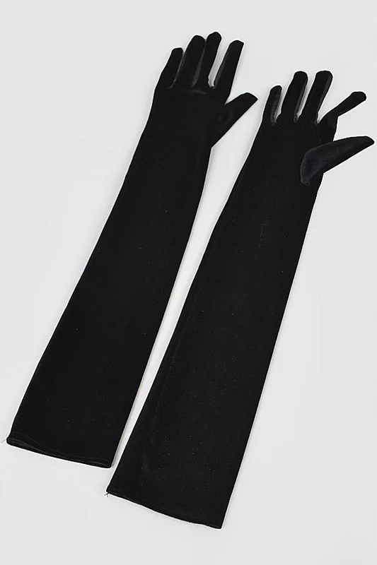 Above Elbow Elegant Long Velvet Gloves - Image 4