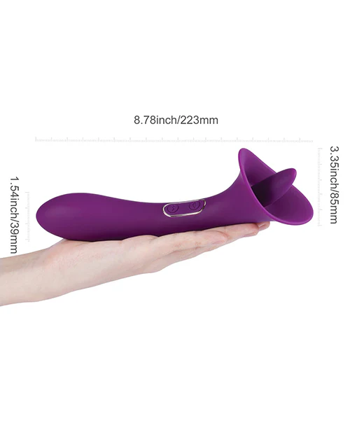 Adele Clit Licking Tongue Vibrator W/ G Spot Stimulator - Purple - Image 4