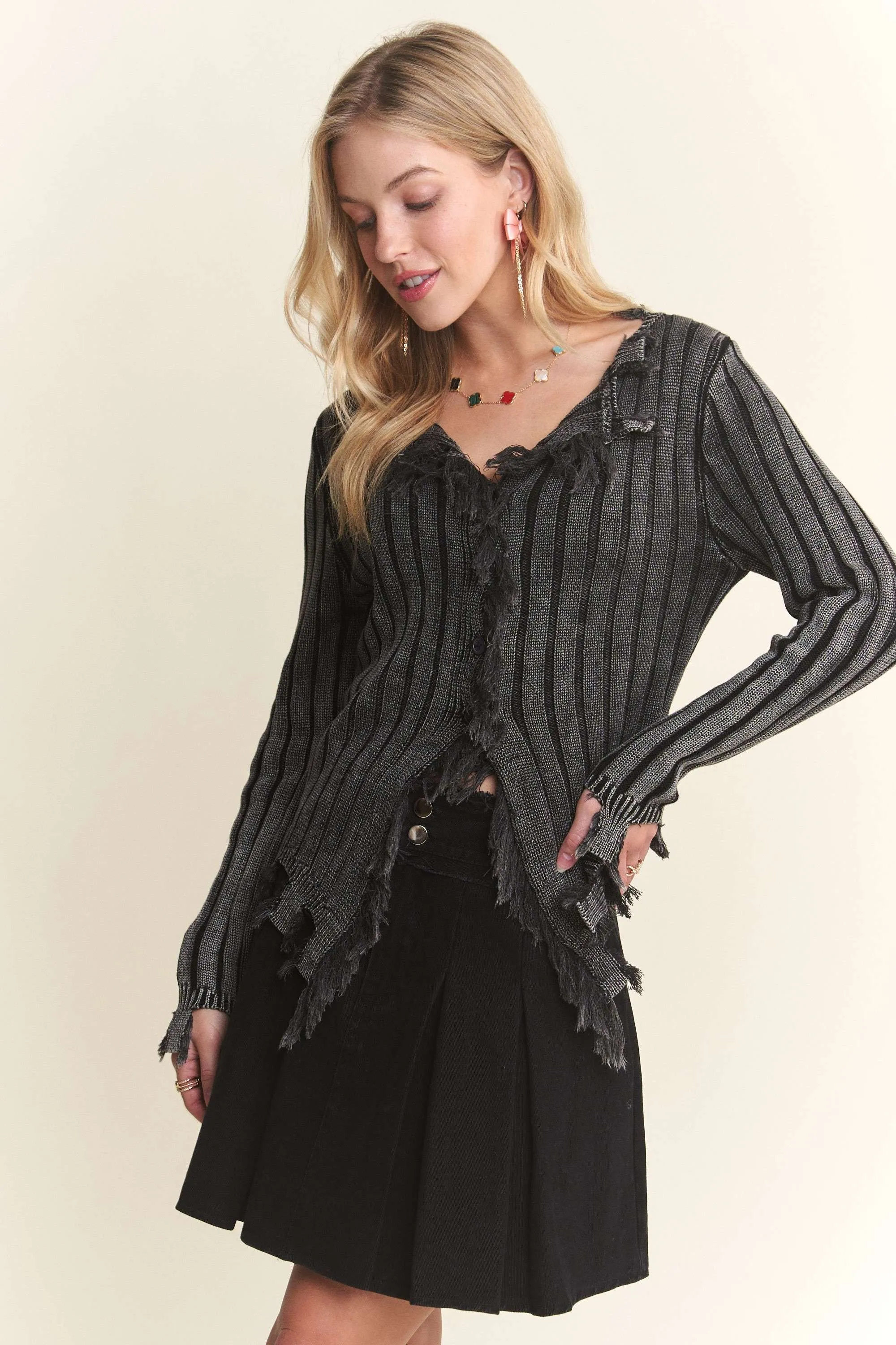 ADORA Distressed Edge Washed Sweater - Image 3