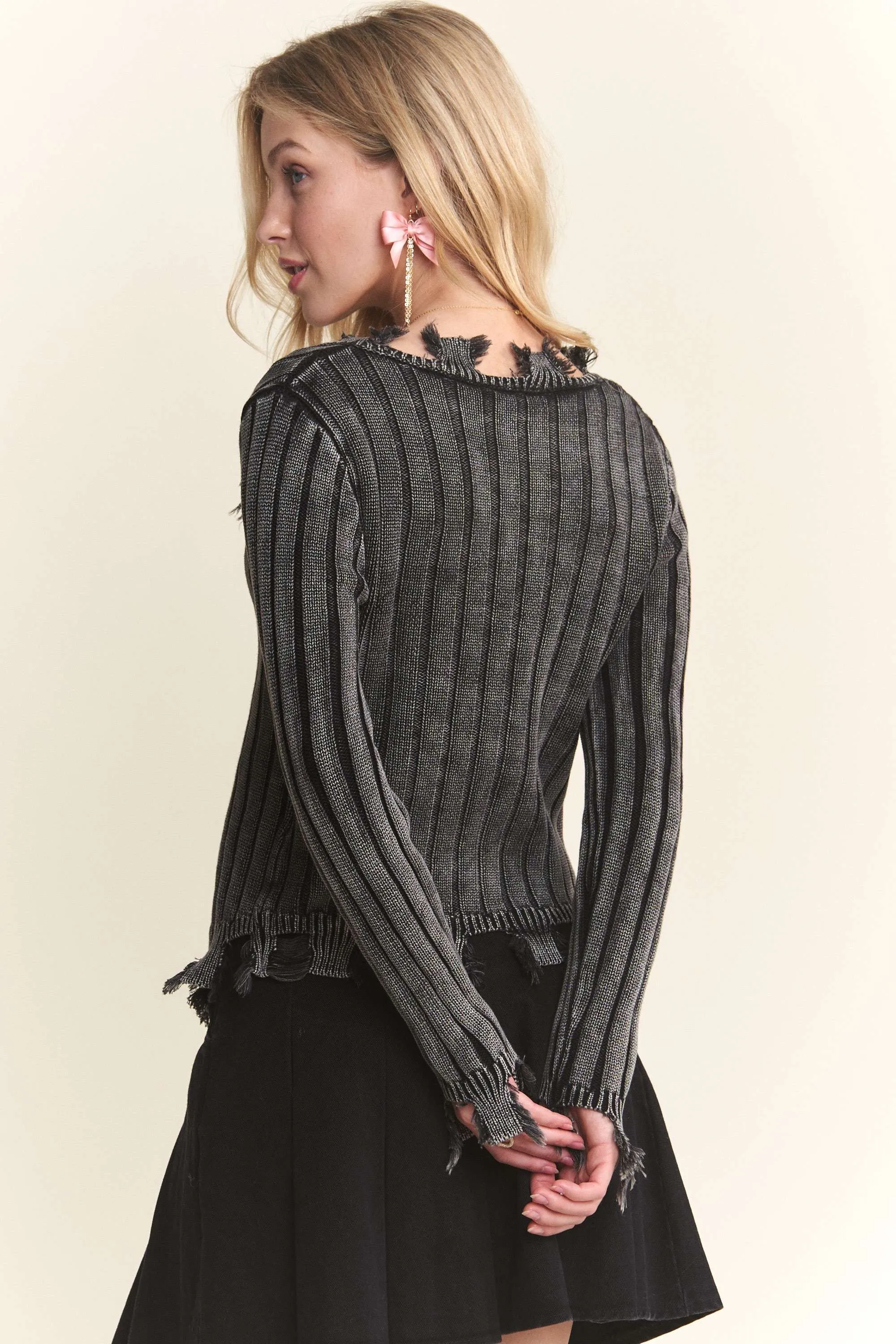ADORA Distressed Edge Washed Sweater - Image 8