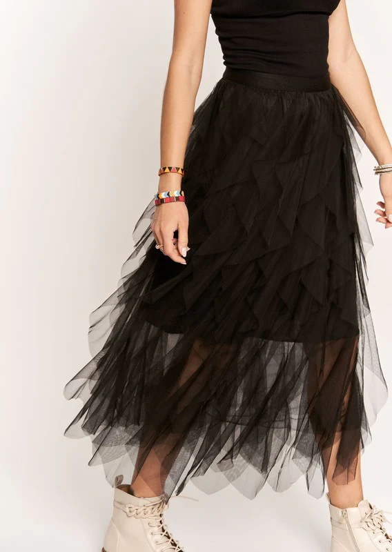 ADORA Ruffled Elastic Waist Midi Skirt - Image 3