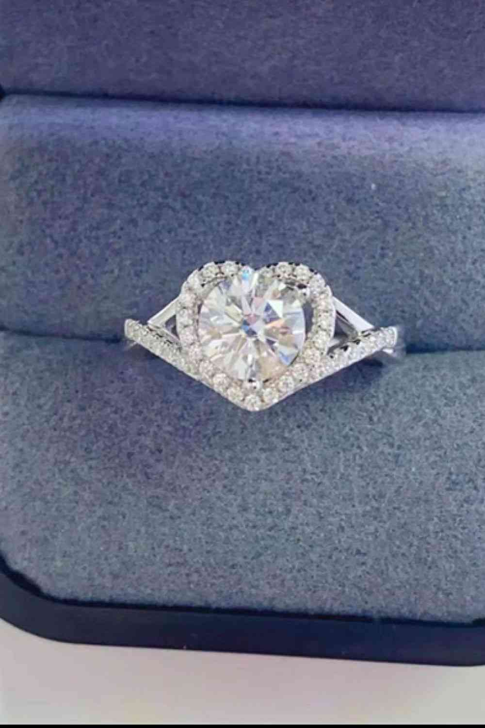 Adored 1 Carat Moissanite 925 Sterling Silver Heart Ring - Image 3