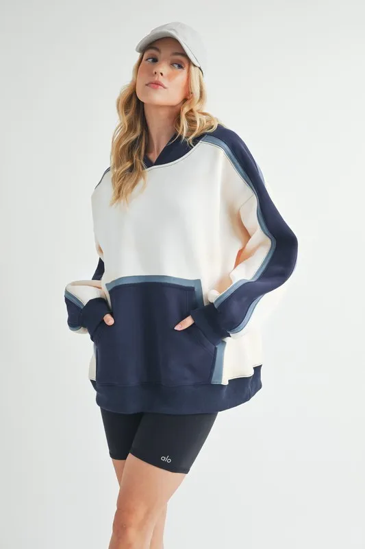 Aemi + Co Color Block Kangaroo Pocketed Hoodie - Image 3