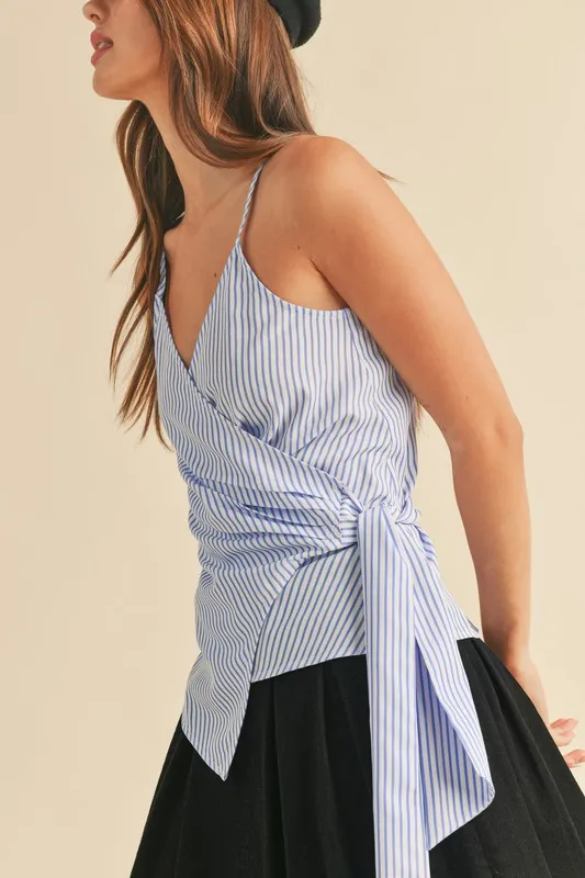 Aemi + Co Side Knotted Surplice Striped Cami - Image 5