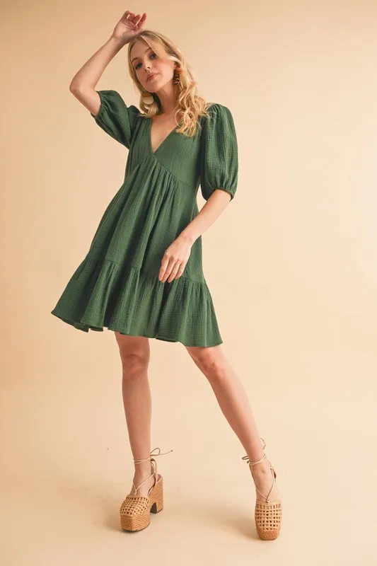 Aemi+Co Tied Back Ruffled Short Sleeve Mini Dress - Image 6