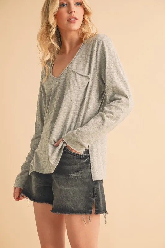 Aemi+Co V-Neck Long Sleeve Top - Image 5