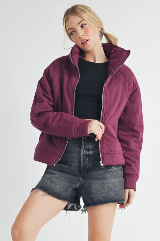 Aemi+Co Zip Up Raglan Sleeve Quilted Jacket