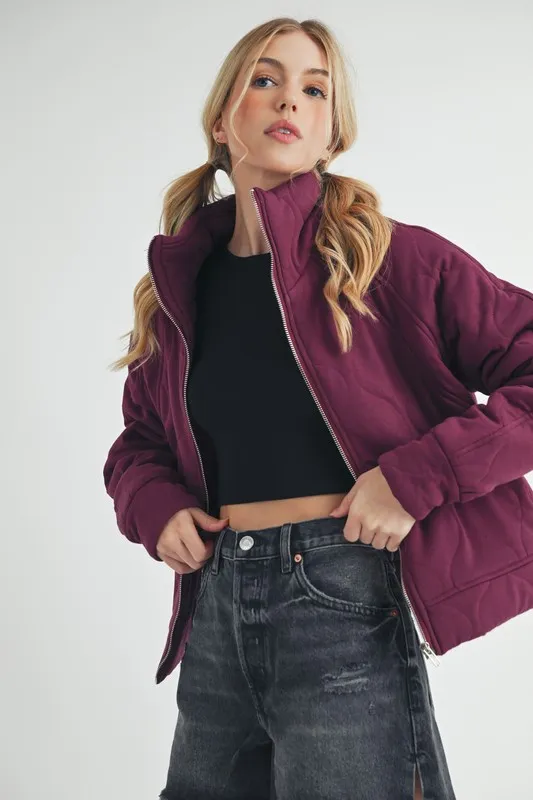 Aemi+Co Zip Up Raglan Sleeve Quilted Jacket - Image 7