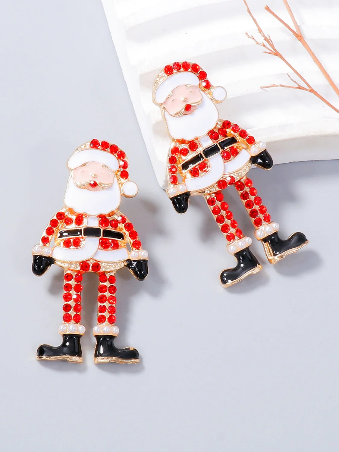 Alloy Rhinestone Santa Earrings - Image 2
