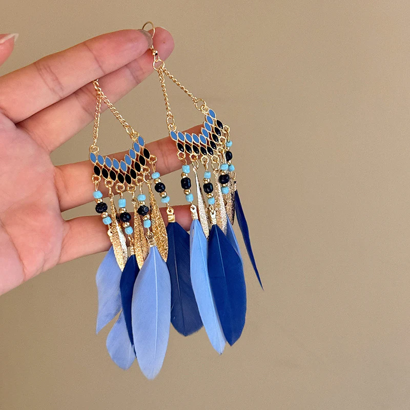 Alloy Rice Bead Dangle Earrings - Image 2