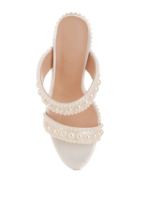 Ambrin Pearl Embellished Slip On Stiletto Heels - Image 6