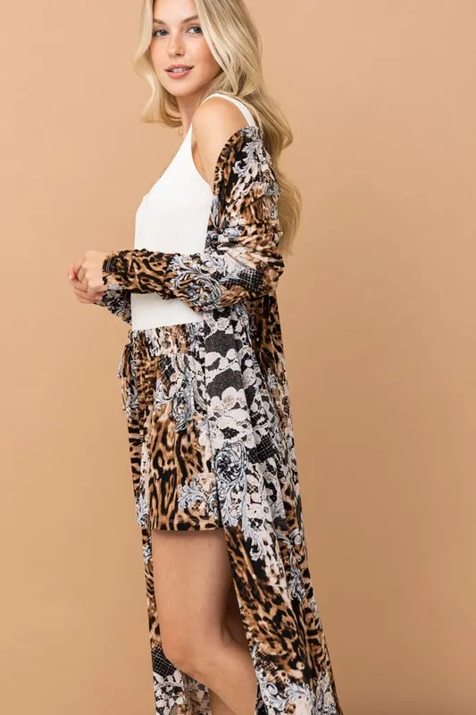 And The Why Animal Print Kimono and Shorts Set - Image 4