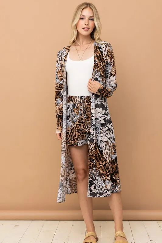 And The Why Animal Print Kimono and Shorts Set - Image 8
