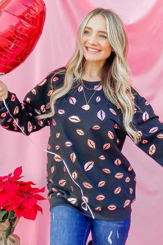 And The Why Kiss Pink Foil Allover Print Pullover Sweatshirts - Image 5