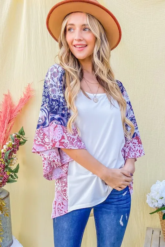 And The WhyFloral Print Bell Sleeve Top - Image 3