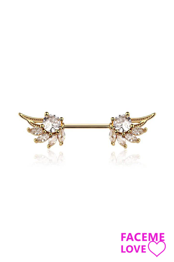 ANGEL WING 316L SURGICAL STEEL NIPPLE BAR - Image 3