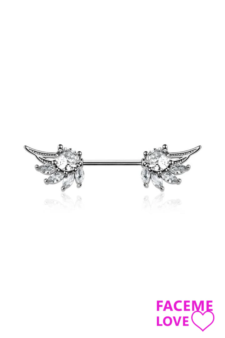 ANGEL WING 316L SURGICAL STEEL NIPPLE BAR - Image 4